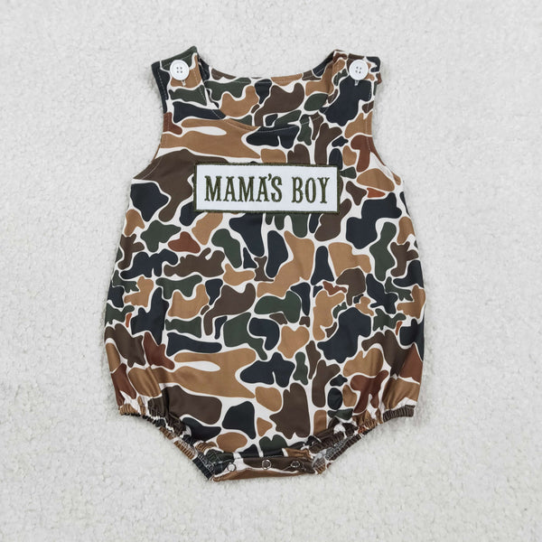 SR3908 RTS baby boy clothes camo mama's boy embroidery hunting clothes toddler boy summer bubble