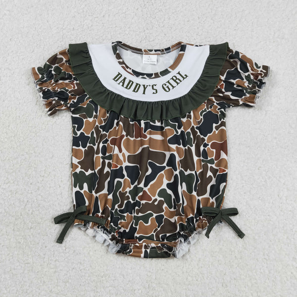 RTS SR3916 baby girl clothes camo daddy's girl embroidery hunting clothes toddler girl summer bubble