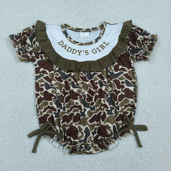 SR3919 RTS baby girl clothes camo daddy's girl hunting clothes toddler girl summer embroidery bubble