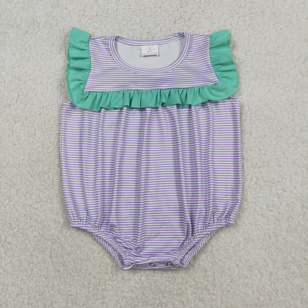 SR3942 RTS baby girl clothes purple print toddler girl summer bubble