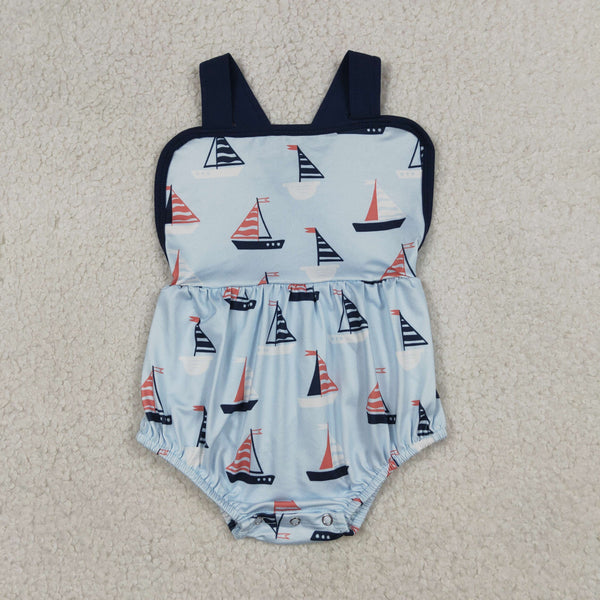 SR3945 RTS baby boy clothes 4th of July sailboat toddler boy summer bubble