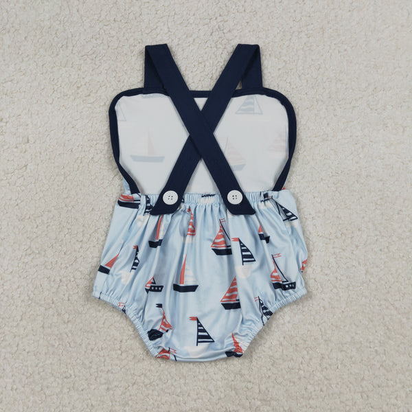 SR3945 RTS baby boy clothes 4th of July sailboat toddler boy summer bubble