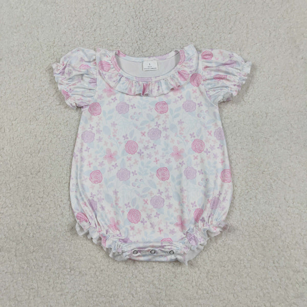 SR4023 RTS baby girl clothes flower print toddler girl summer bubble
