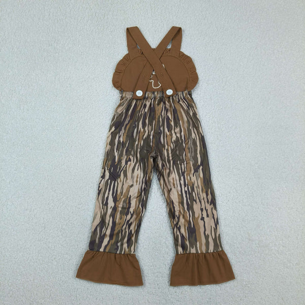 SR4047  RTS kids girl clothes deer embroidery hunting clothes girl summer jumpsuit overalls