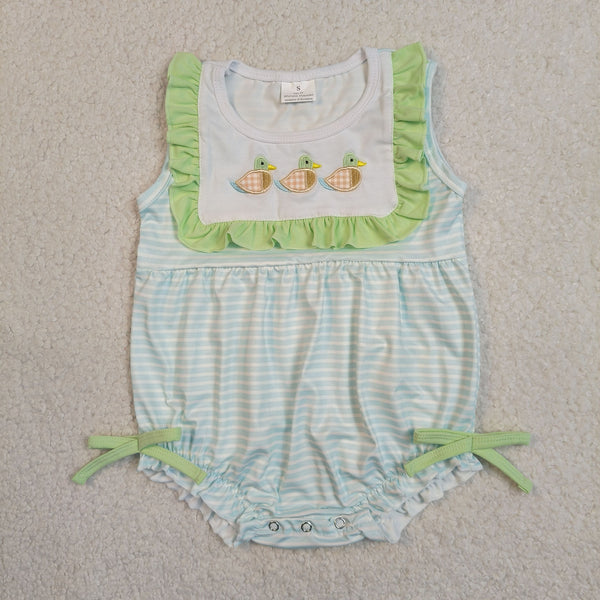 SR4082 RTS baby girl clothes mallard embroidery toddler girl summer bubble onesie