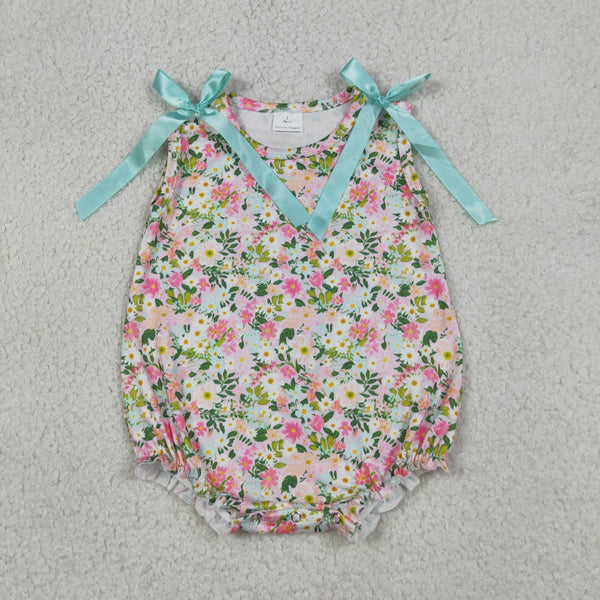 SR4111 RTS baby clothes  floral bows toddler girl summer bubble
