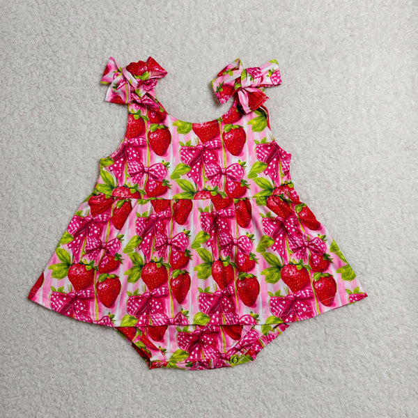 SR4134 RTS baby clothes strawberry toddler girl summer bubble