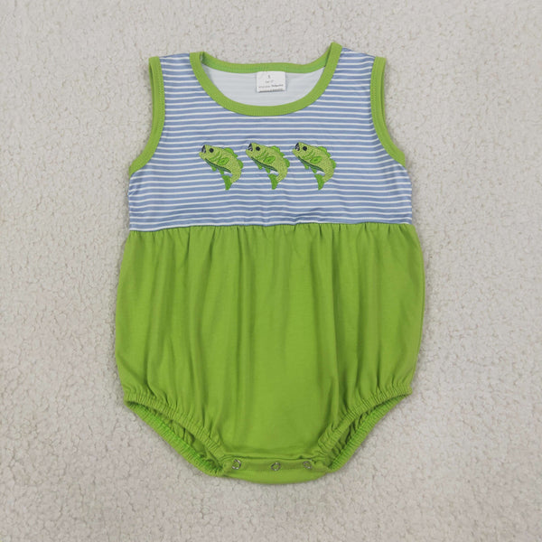 SR4139 RTS baby winter clothes fish embroidery summer romper clothes