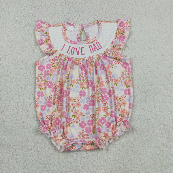 SR4142 RTS baby clothes love dad smock toddler girl summer bubble