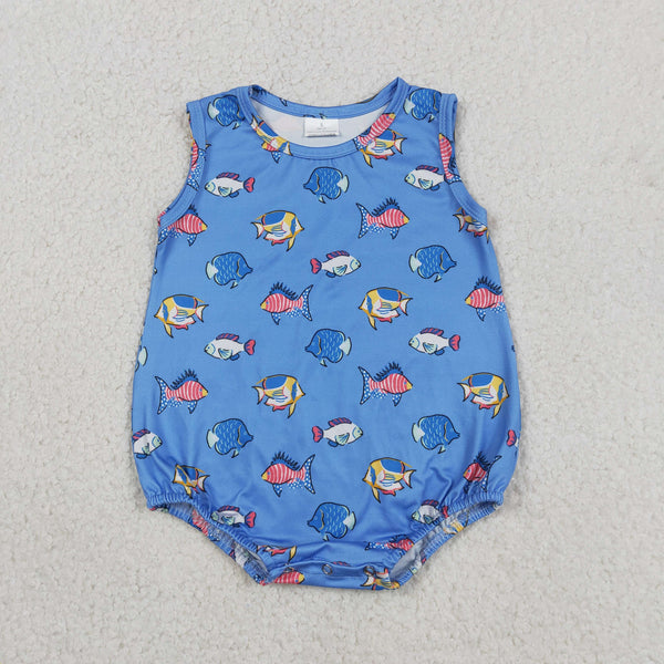 SR4151 RTS baby clothes fishing blue toddler girl summer bubble