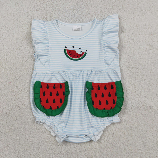 SR4153 RTS baby clothes watermelon embroidery toddler girl summer bubble