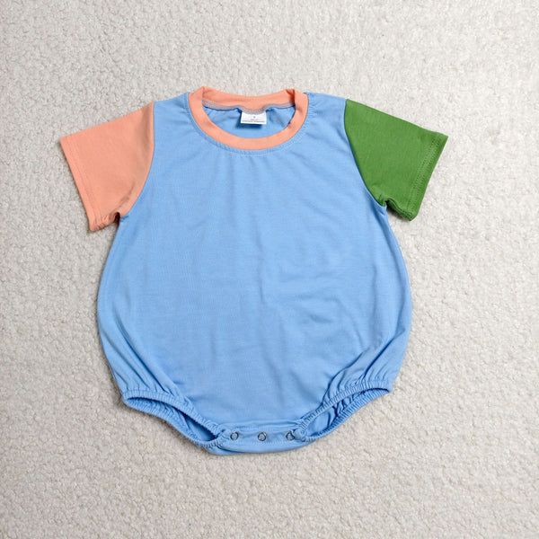 SR4268 RTS baby clothes blue cotton toddler boy summer bubble onesie