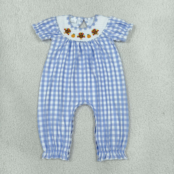 RTS SR4276 baby clothes thanksgiving smocked long sleeve romper