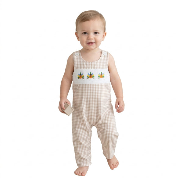 RTS SR4277 baby clothes thanksgiving smocked long sleeve romper