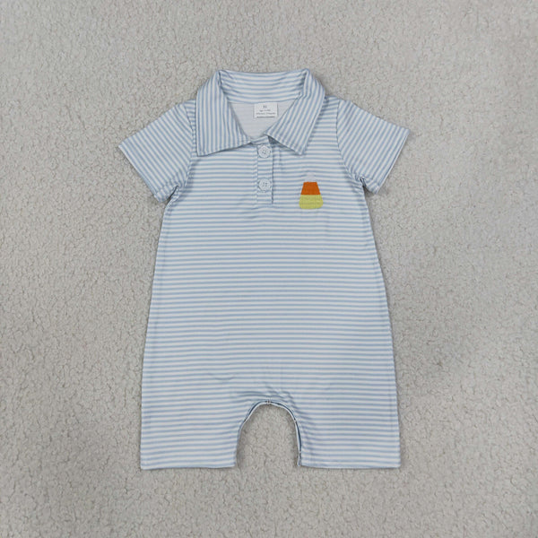 RTS SR4281 baby boy clothes candy corn embroidery print short sleeve romper
