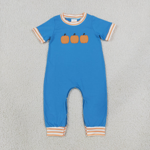 SR4285 RTS baby boy clothes pumpkin embroidery western clothes toddler boy  summer fall romper