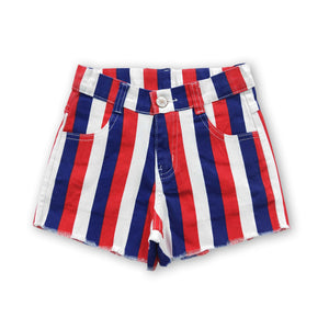 SS0082 baby girl clothes july 4th patriotic denim shorts