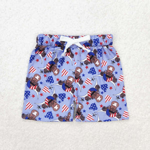 SS0204 RTS baby boy clothes bull head 4th of July patriotic boy summer shorts