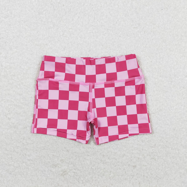 GSSO0905 RTS baby girl clothes pink plaid  toddler girl summer outfit swim suit bathing suit beach wear