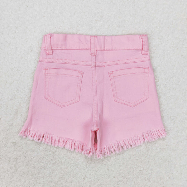 SS0230 RTS toddler clothes pink sequined girl summer denim shorts