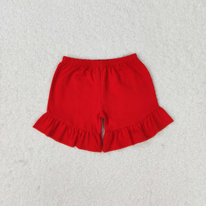 SS0269 RTS toddler clothes red ruffle girl summer shorts cotton bottom