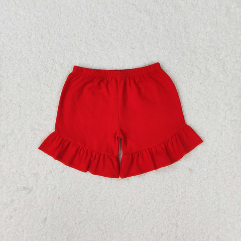 SS0269 RTS toddler clothes red ruffle girl summer shorts cotton bottom