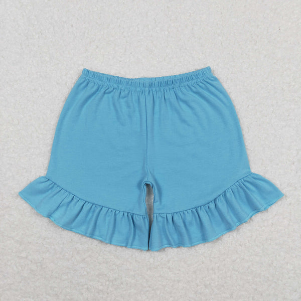 SS0272 RTS toddler clothes blue cotton ruffle girl summer shorts