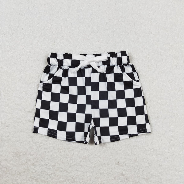 BSSO0852 RTS baby boy clothes black plaid pocket toddler boy summer outfits 3-6M to 7-8T