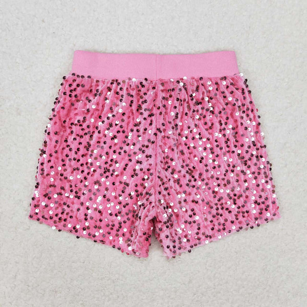 SS0350 RTS toddler clothes pink sequins baby girl summer shorts