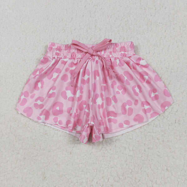SS0587 RTS girl clothes pink leopard print girl summer shorts