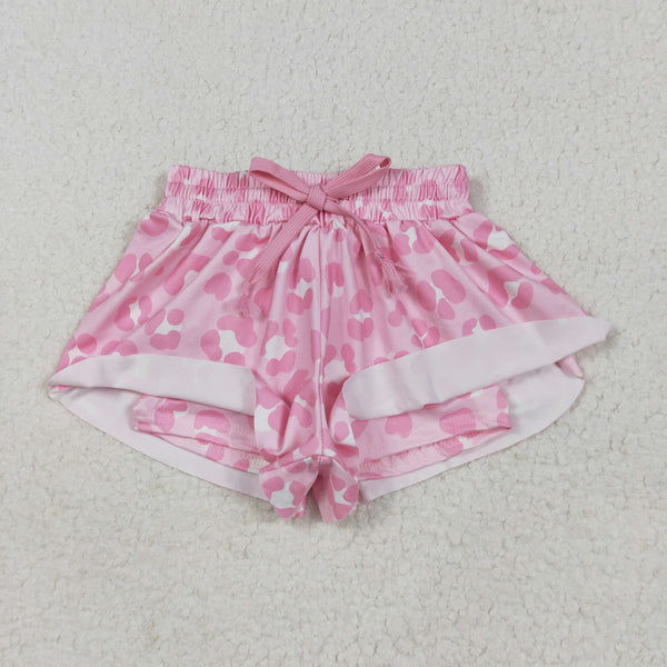 SS0587 RTS girl clothes pink leopard print girl summer shorts