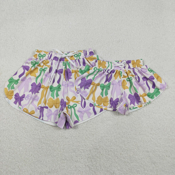 SS0681 RTS adult clothes bows adult women mardi gras summer yoga shorts