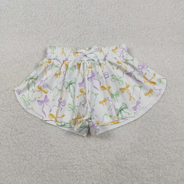 SS0682 RTS baby girl clothes bows print girl mardi gras summer shorts