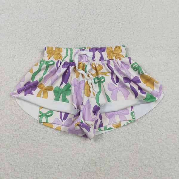 RTS SS0684 baby girl clothes bows print girl mardi gras summer shorts sports shorts