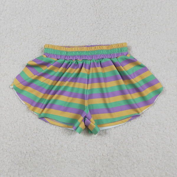 RTS SS0685 girl clothes stripe print girl mardi gras summer shorts