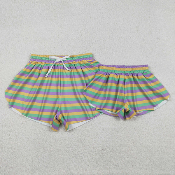 SS0706 RTS baby girl clothes stripe print girl mardi gras yoga summer shorts