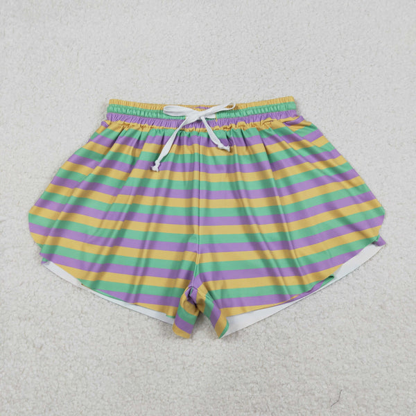 SS0706 RTS baby girl clothes stripe print girl mardi gras yoga summer shorts