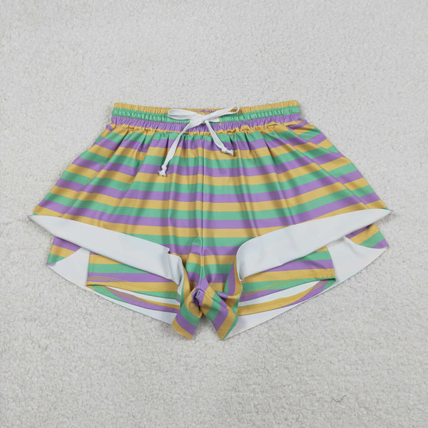 SS0706 RTS baby girl clothes stripe print girl mardi gras yoga summer shorts