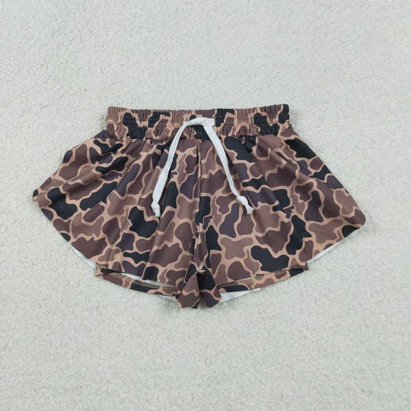 SS0772 RTS baby girl clothes camo print girl yoga summer shorts sports clothes