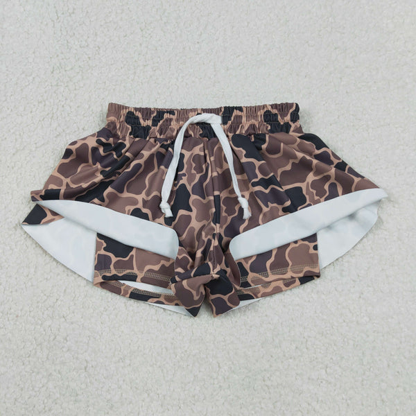 SS0772 RTS baby girl clothes camo print girl yoga summer shorts sports clothes