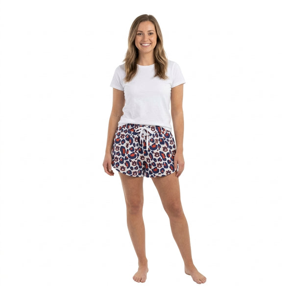 RTS SS0809 women clothes leopard team print elastic waist shorts sports clothing shorts