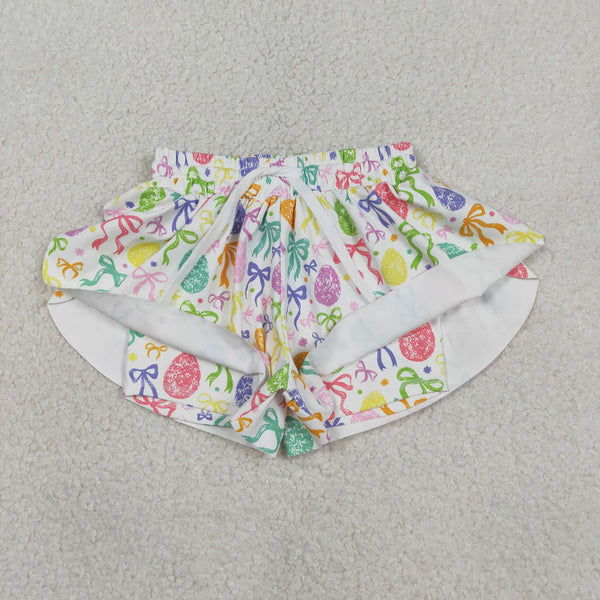 SS0822 RTS baby girl clothes easter egg print girl yoga summer sports shorts