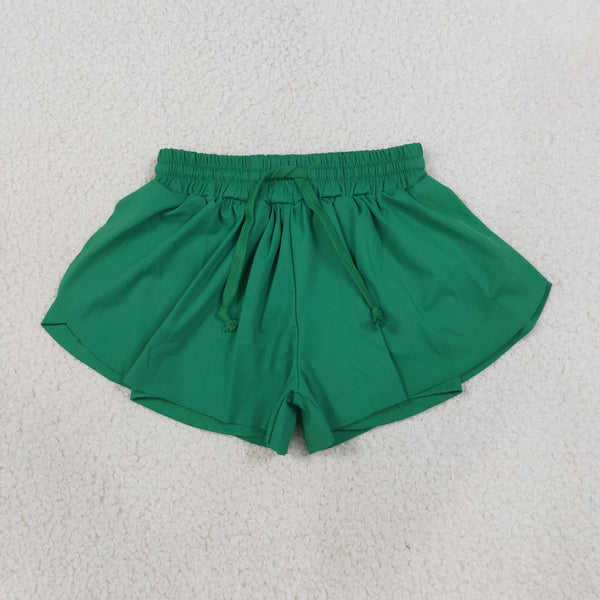 SS0938 RTS Solid Color Green Yoga Girl's Shorts