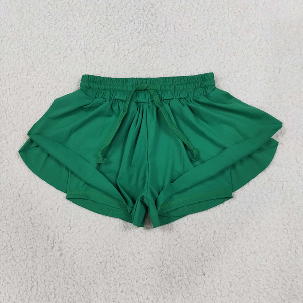 SS0938 RTS Solid Color Green Yoga Girl's Shorts