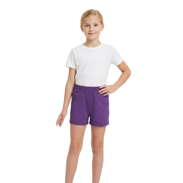 RTS SS0958 toddler girl yoga clothes solid purple shorts