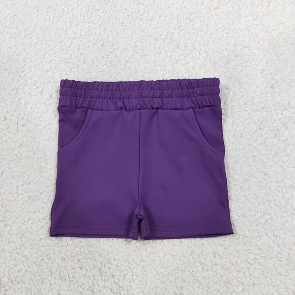 RTS SS0958 toddler girl yoga clothes solid purple shorts