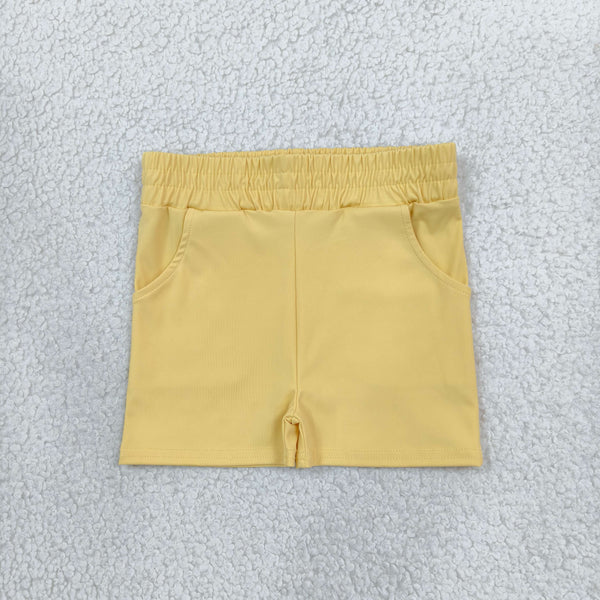 RTS SS0959 toddler girl clothes solid yellow yoga shorts summer bottom sports clothing