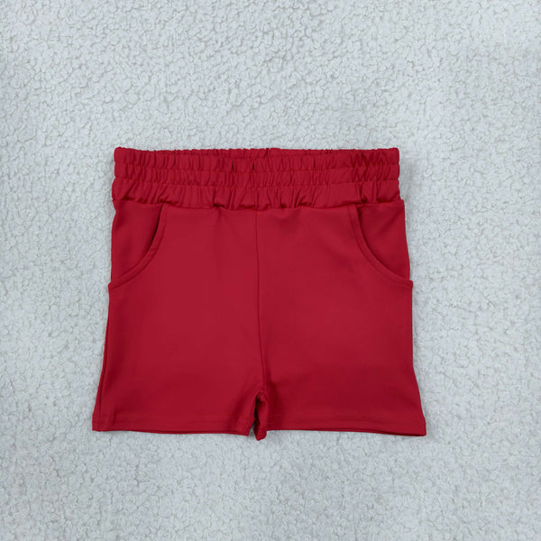 RTS SS0960 toddler girl clothes red solid red yoga shorts sports shorts