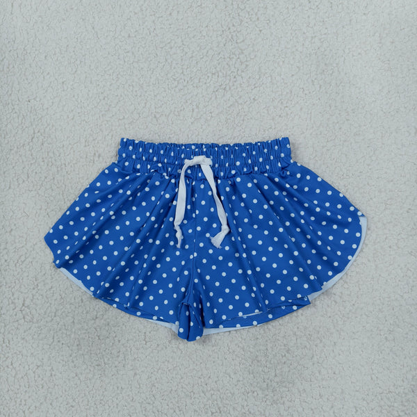 RTS SS0966 toddler girl clothes blue polka dot yoga skort sports clothes