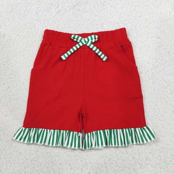 RTS SS0997 toddler girl yoga clothes solid red ruffle shorts